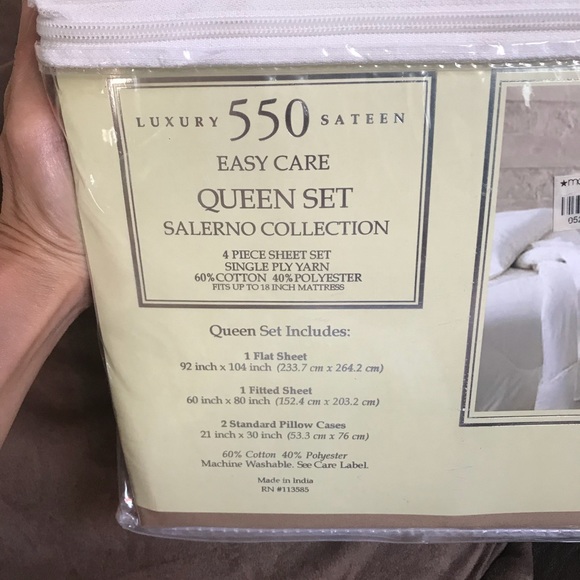 Luxury 550 Sateen Queen 4 Piece Sheet Set - Picture 1 of 6